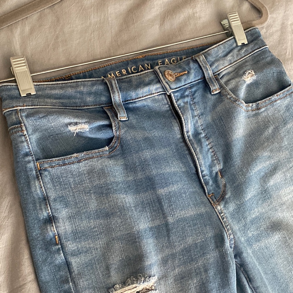 American Eagle High-Waisted Ripped Jeans
